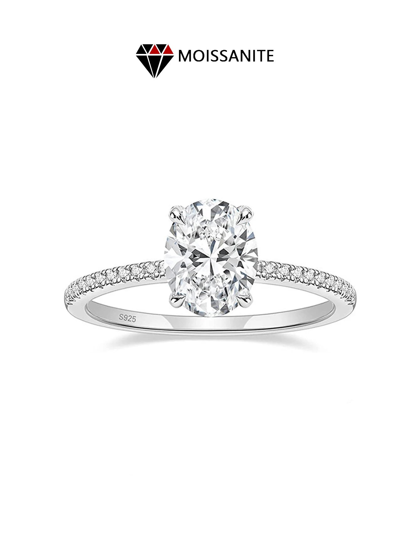 Elegant Luxurious 2-Carat Moissanite Oval Ring in S925 Silver Elegant and Luxurious Product Category Moissanite Rings