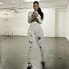 Oem Autumn Solid Long Sleeve O-neck Casual Knit Holes Long Sleeve Jumpsuit Streetwear Casual Women's Ripped Jumpsuit