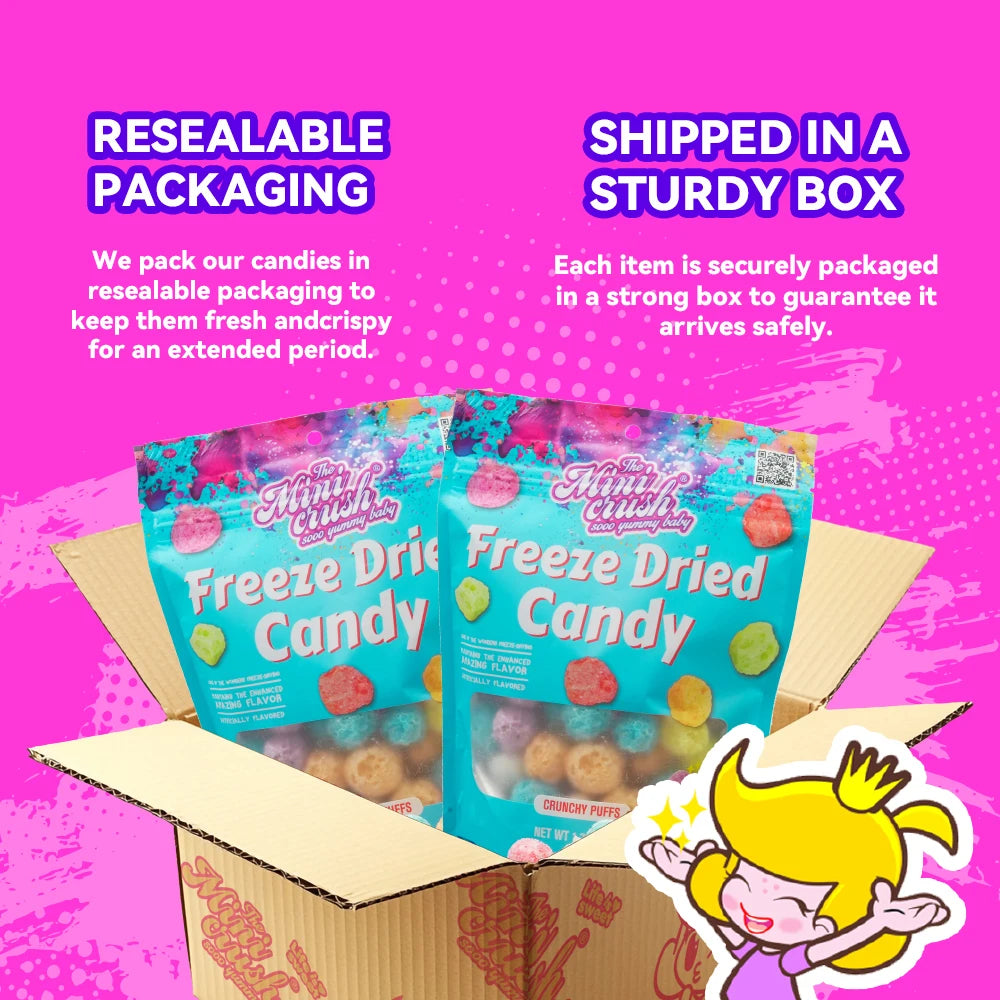 Resealable Bag Pack  Sweet & Delicious Freeze Dried Puffs Candy