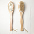 Dual-Sided Long Handle Shower Scrubber Wet & Dry Body Care Exfoliating Brush Dry Brushing with Loofah Sponge Removes Dead Skin