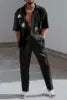 S-5XL Trendy and Fashionable Lapel Short Sleeved Shirt Loose Pants Casual Sports Set