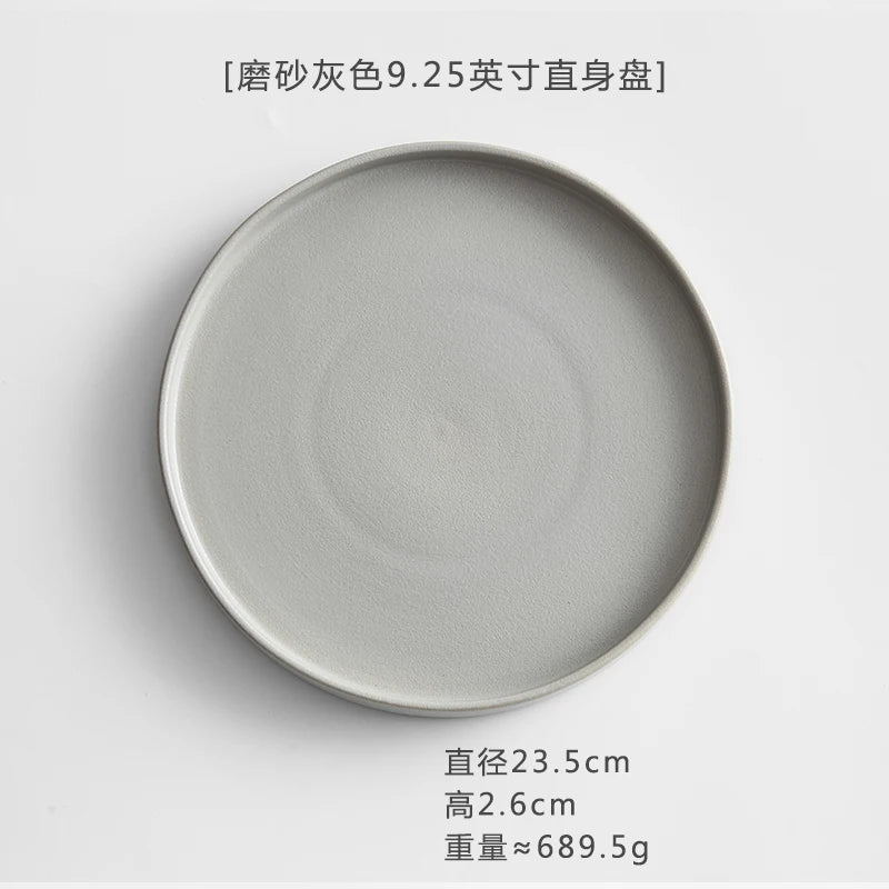 11 Inch Dinner Plate Black and White Ceramic Western Steak Ramen Plate Home Round Fruit Dessert Snack Plate Restaurant Tableware