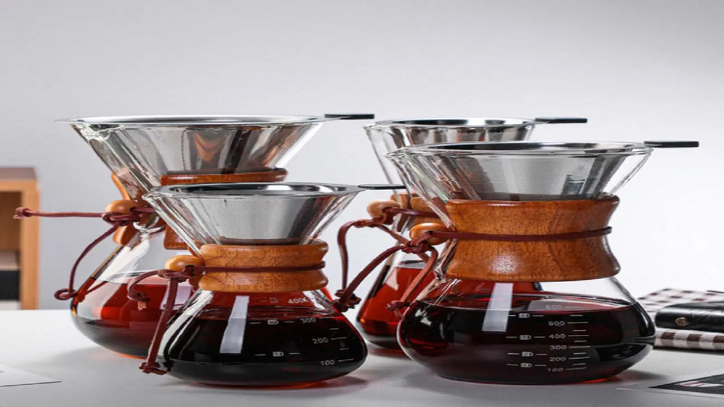2022 New Arrival Coffee & Tea Sets Glass Pour Over Coffee Maker with Mesh Filter Coffee Tools Set