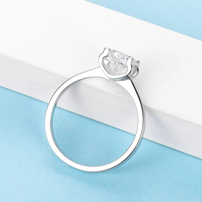 Sliver 925 High Quality 1CT Round Shape Moissanite Classic Style Eternity Rings Engagement Wedding Jewelry Ring Birthday Gift