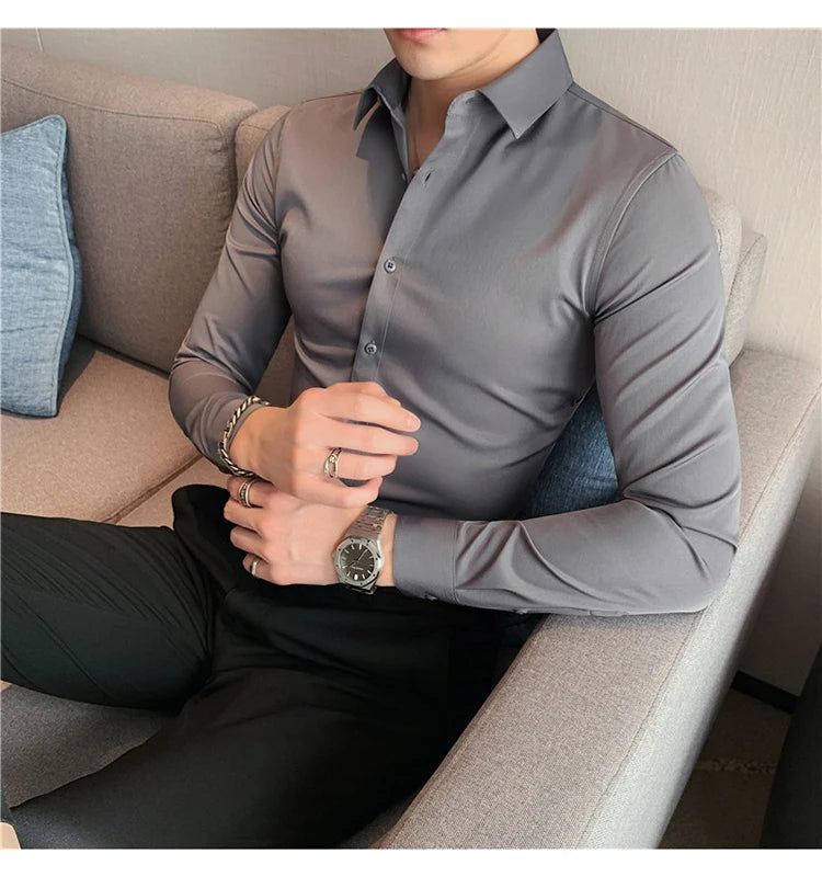 Camisas De Hombre Long Sleeve Shirts For Men Clothing 2026 Business Formal Wear Camisa Social Masculina Slim Fit Chemise Homme