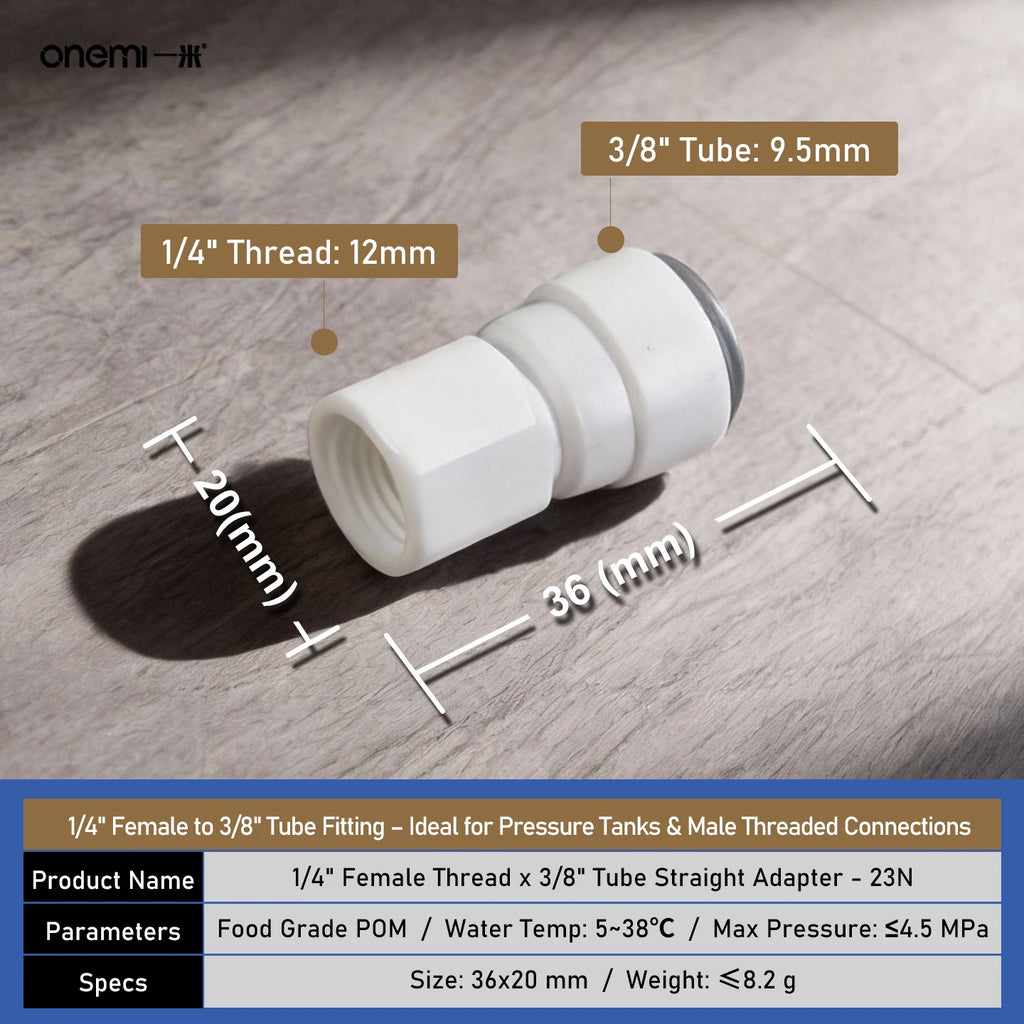 OEM Manual Ball Valve Quick Connect Reducing Union Fitting 1/4 Inch to 3/8 Inch POM Step Down Adapter for Car RO Water Filter
