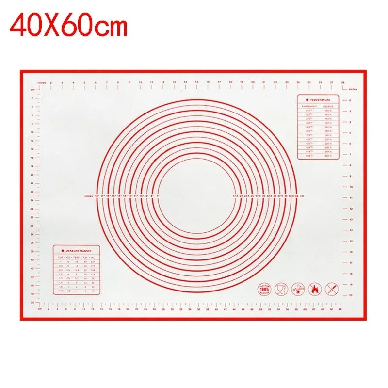 80/70/60cm Large Silicone Rolling Dough Mat Non-Stick Pizza Pastry Baking Mat Oven Sheet Liner Non-Slip Placemat Kitchen Gadgets