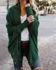 Bat Sleeve Large Knitted Cardigan Sweater Women's Outer Coat Solid Color Knit