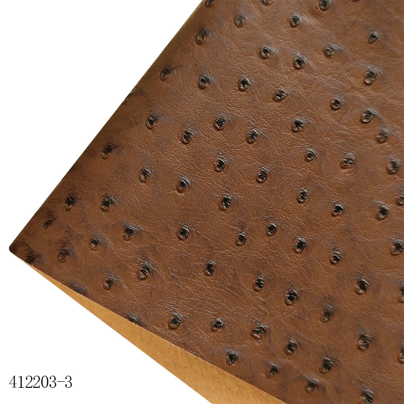 Super High Quality Ostrich Embossed Pvc Synthetic Vinyl  Leather Cotton Backing for Making Bag Decoration Craft Textile