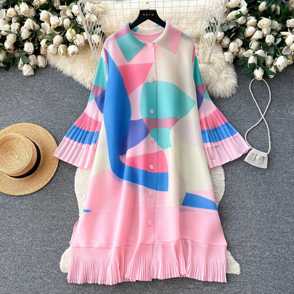 Spring Commuter Long Sleeve Elegant Fashion Ruffled Hollow Women's Dress