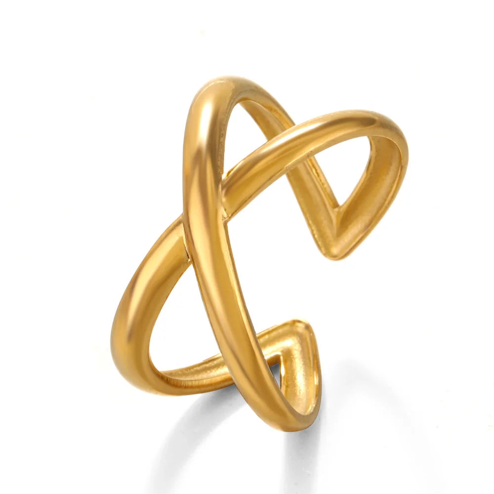 New Arrival Premium Unisex Stainless Steel Jewelry Trendy X-Shaped 3D Rings High Aesthetic Irregular Streamlined Tail Design