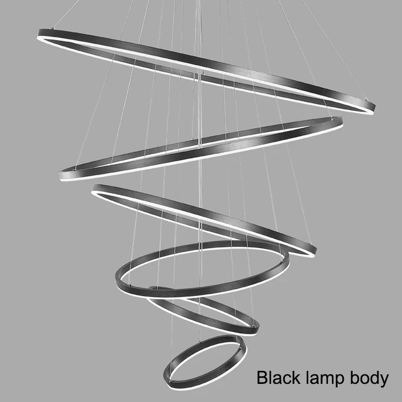 Modern LED Ring Pendant Lights Golden Creative Aluminum Circle Pendant Light for Living Room Restaurant Home Ring Lamp