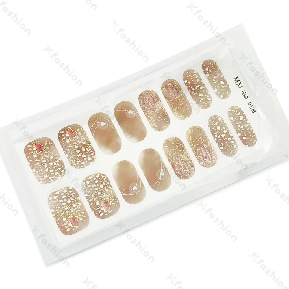 Hot Sale 16 Tips Solid Color Semi-Cured Gel Nail Stickers UV Light Durable Waterproof Long-Lasting Gel Nail Stickers Wholesale