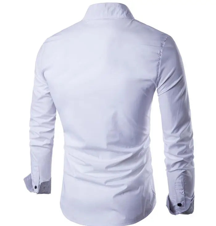 New Hot Chinese Style Dragon Pattern Print Long-sleeves Shirt Men's Social Business Slim-fit Lapel Shirt Male Tops