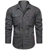 Multi-pocket Long Sleeve Outdoor Shirt Hiking Shirts Regular Fit Jacket Mens Casual Big Size Cargo Shirt