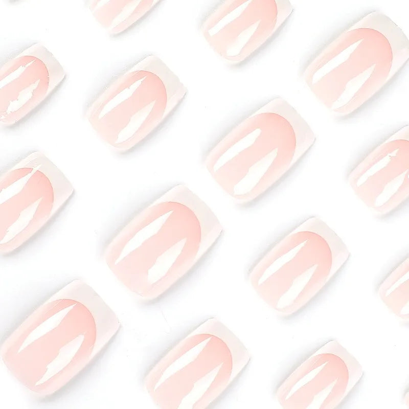24 Pcs French Style Romantic Art Acrylic Press on Nails Artificial Fingernails Candy False Nails Dating  Party 2422