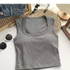 Women 2024 Summer With Chest Pad Square Collar Wide Shoulder Back Heart One Cup to Wear Sexy Inside Vest