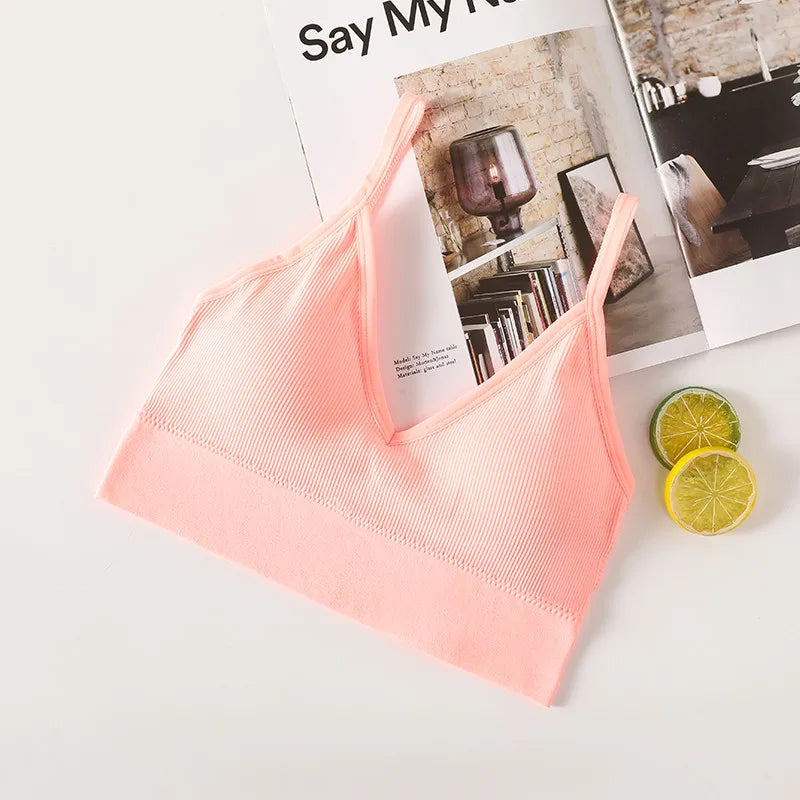 Women Sports Bra Tube Top Push-Up Bra Padded Crop Top Seamless Underwear Female Streetwear Tank Tops Removable Pads Camisole