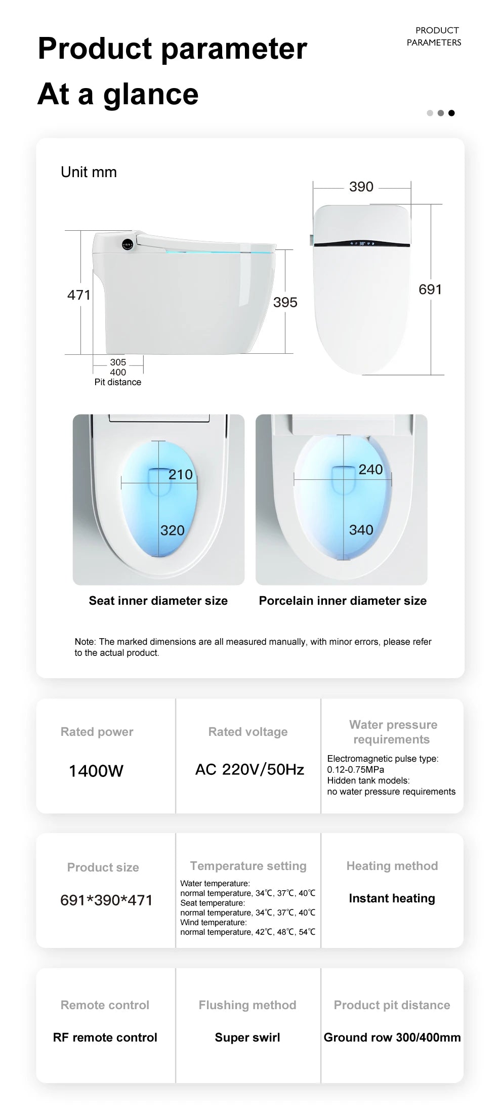 Automatic flushing without water tank integrated black electronic intelligence