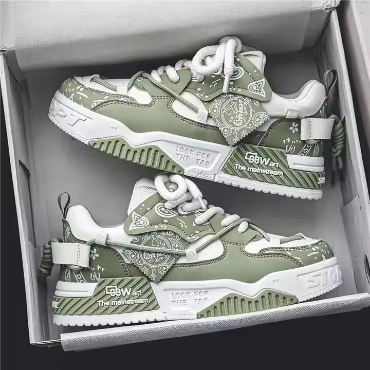 2025 Men's Casual Lace-up Closure Walking Style Shoes Niche Original Flat Sport Design Thick Sole Height Increasing Bread Trend