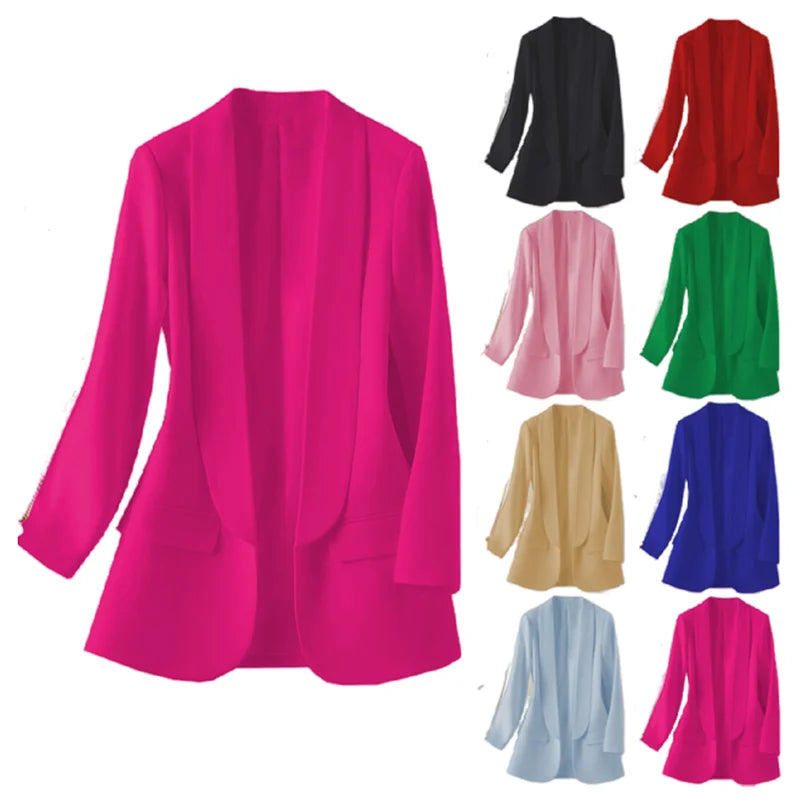 X818 # Best-selling Spring Autumn Women Jackets Elegant Temperament Solid Color V-Neck Long Sleeve Suit Blazers for Women