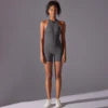 Women's Casual One-Piece Zipper Sports Yoga Pants Quick Dry Pleated Fitness Jumpsuit Peach Hip Yoga Jumpsuit