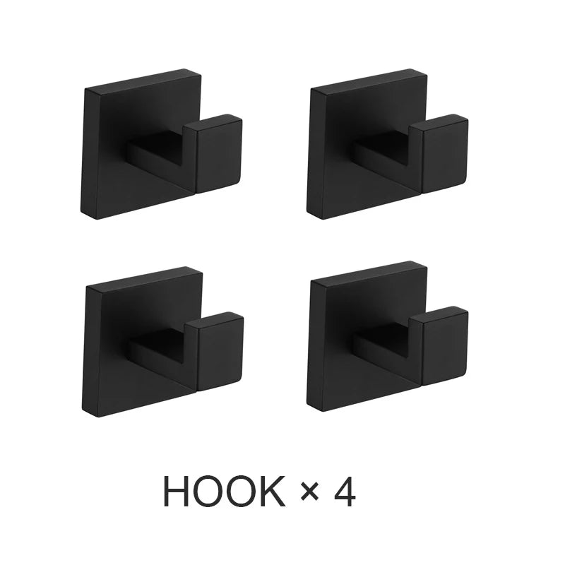 Matte Black Bathroom Hardware 304 Stainless Steel Towel Rack Toilet Paper Holder Liquid Soap Holder Towel Bar Toilet Accessories