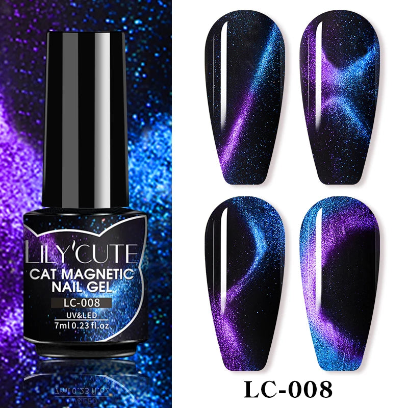 LILYCUTE 7ml Gold Coffee Cat Magnetic Gel Nail Polish Autumn Winter Nails Ultra Shine Moonlight Semi Permanent UV Gel Soak Off