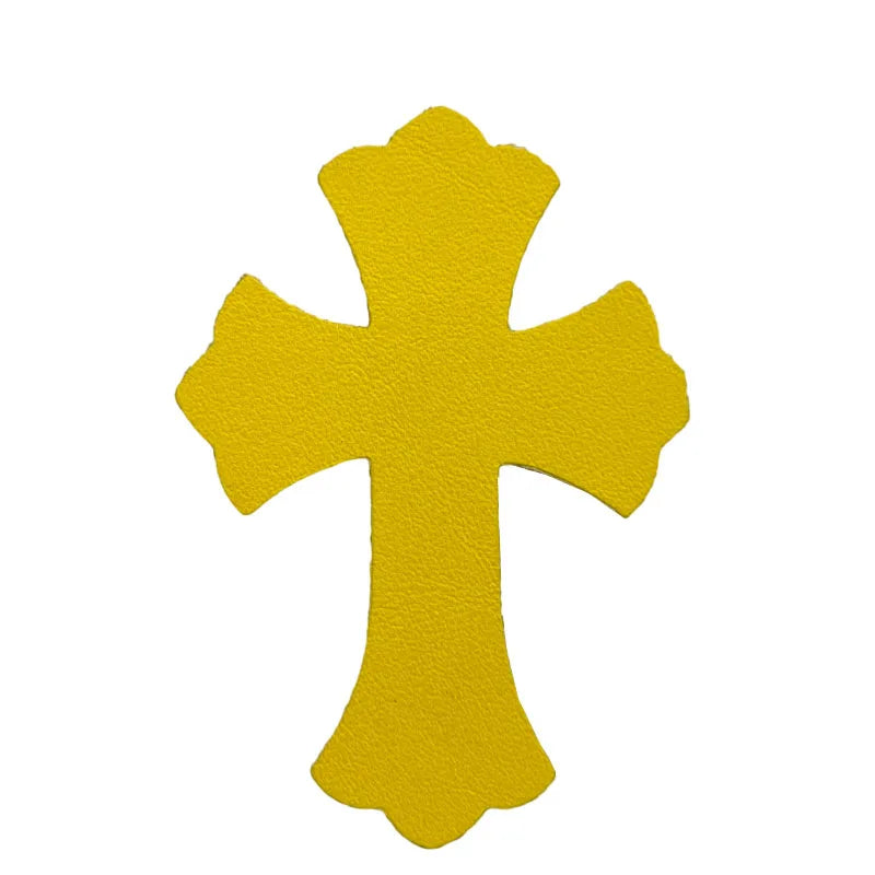 4.5*6.5cm Sheepskin Leather Patch With Cross Shaped Leather Label Genuine Leather DIY With Multiple Colors-106-182