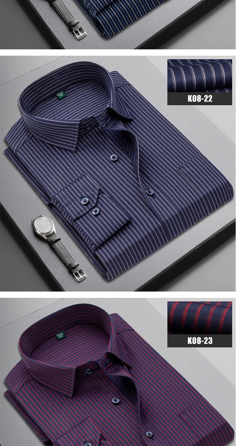 Brand New Men Shirt Male Dress Shirts Striped Men's Casual Long Sleeve Business Formal Plaid Shirt camisa social