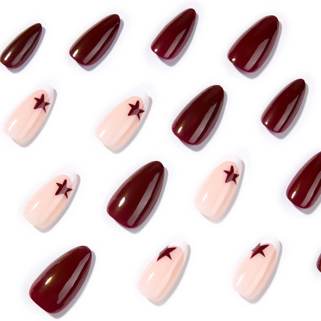 Dropshipping 24pcs 4377 French Short Almond Romantic Art Acrylic Press on Nails Artificial Fingernails False Nails
