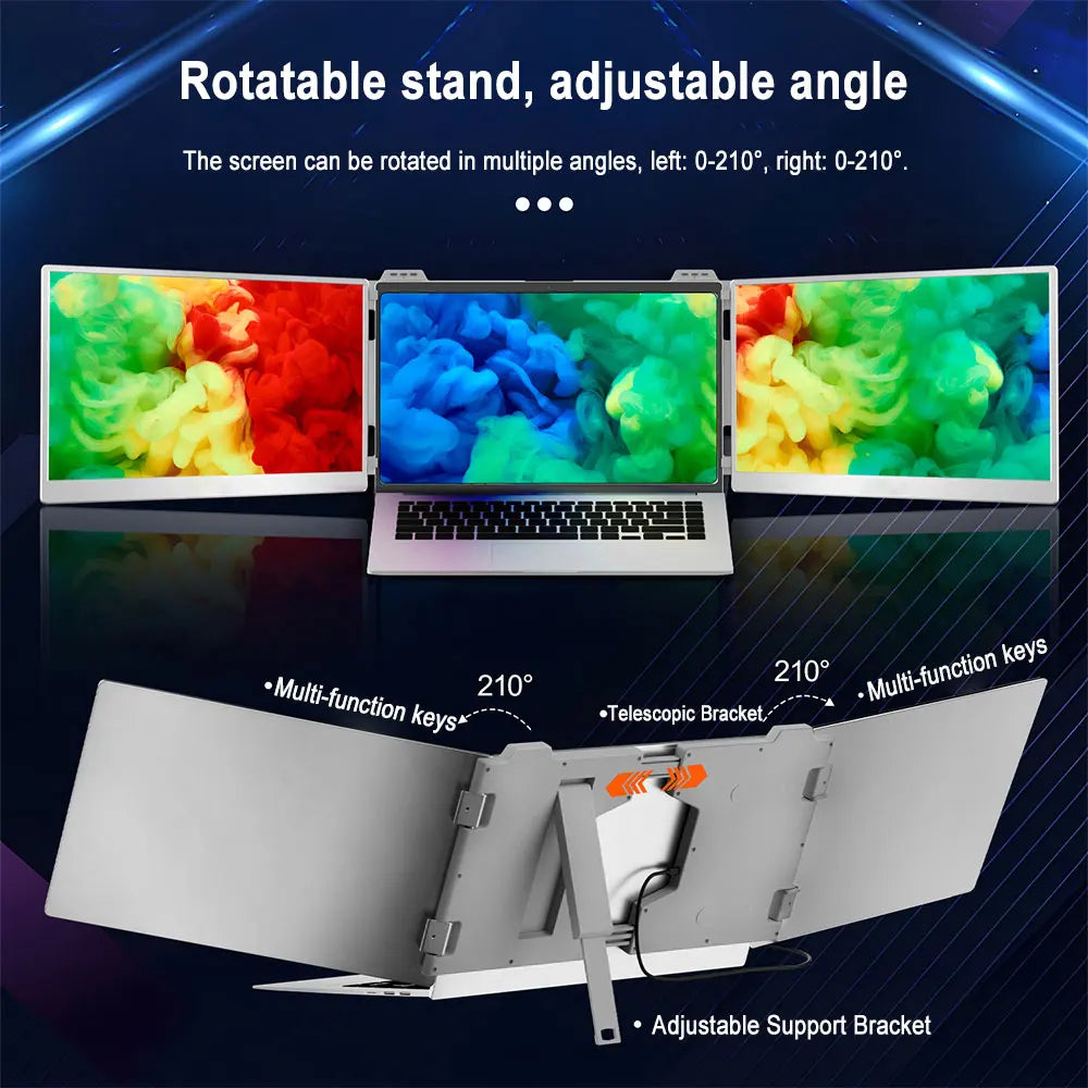 OEM/ODM Factory Portable 14 Inch Dual 1080P IPS Screen Monitors USB-C Triple Laptop Screen Extender for Laptop PC Mobile