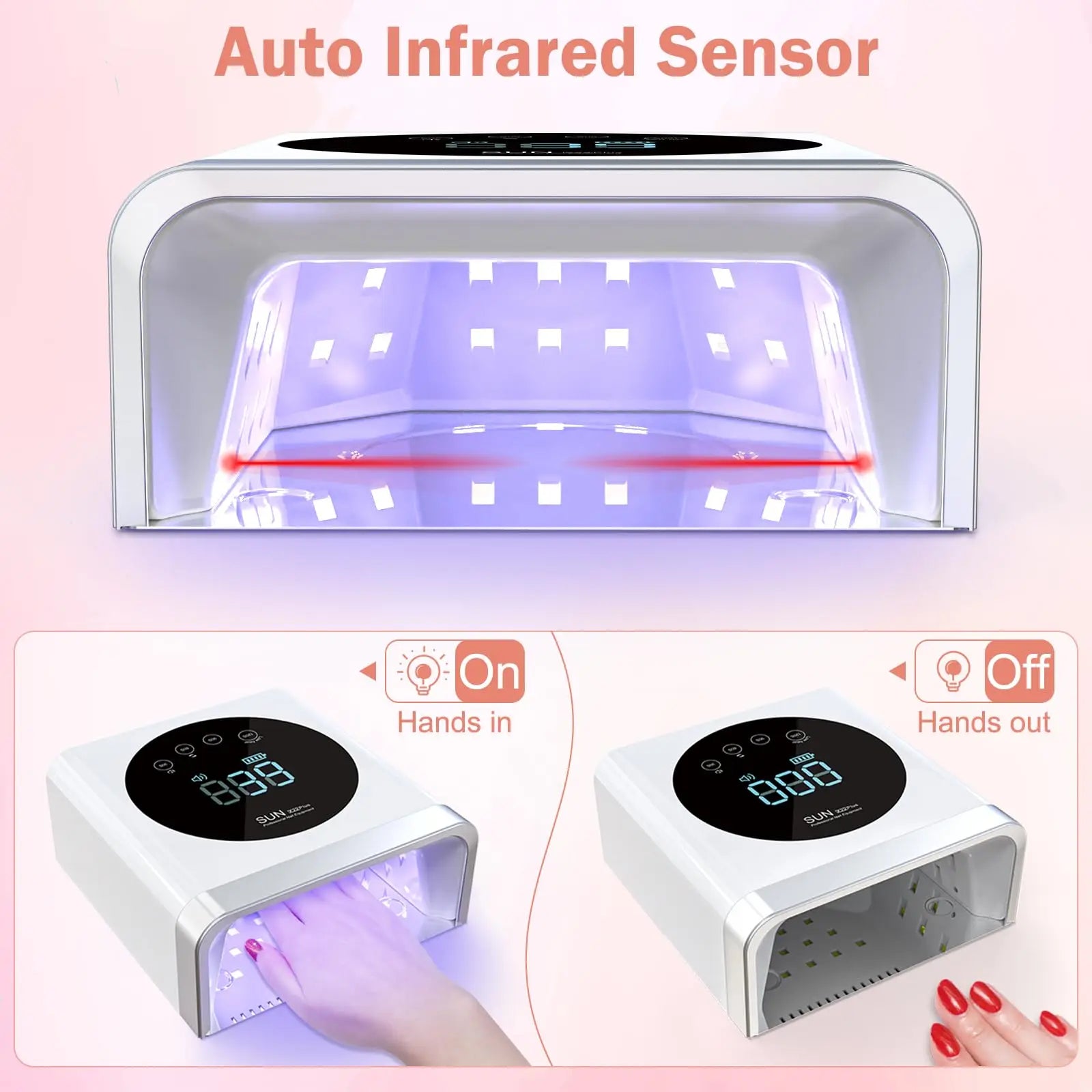 2024 New Arrival 72W Pro Cure Wireless Dual Light Rechargeable Cordless Uv Led Gel Dryer Nail Lamp for Salon Manicure