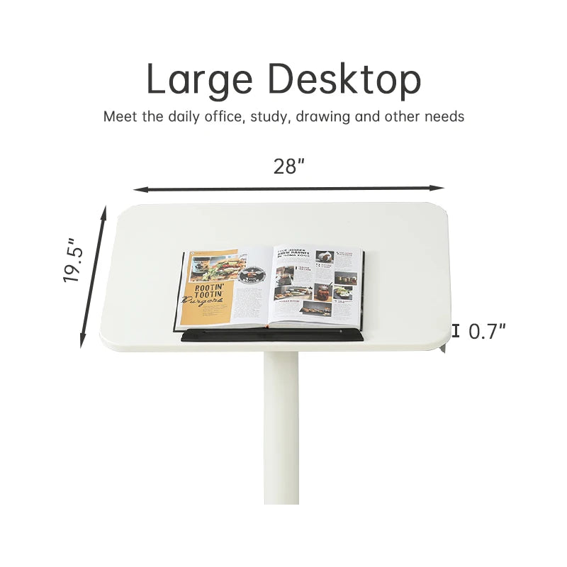 Ada Pneumatic Height Adjustable Gas Lift 0-90 Flip Angle Tiltable Bedside Office Work Movable Standing Desk