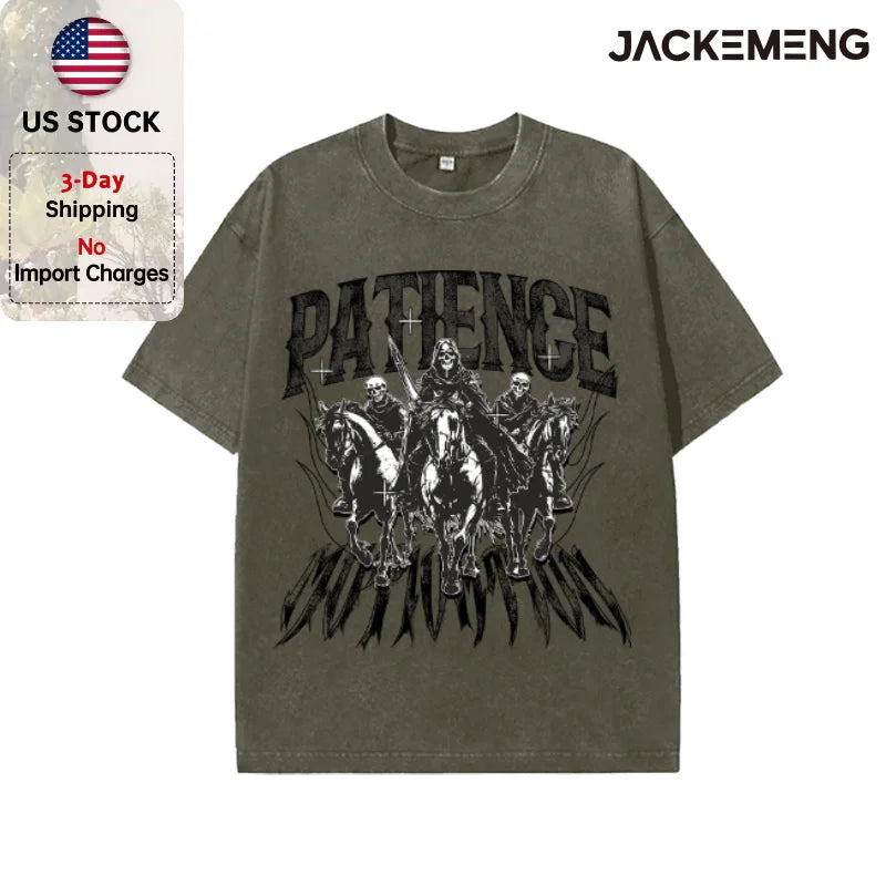 Oversized Washed Retro Gothic Skull Streetwear Print Tshirt USA Stock Wholesale Y2K Casual Tee