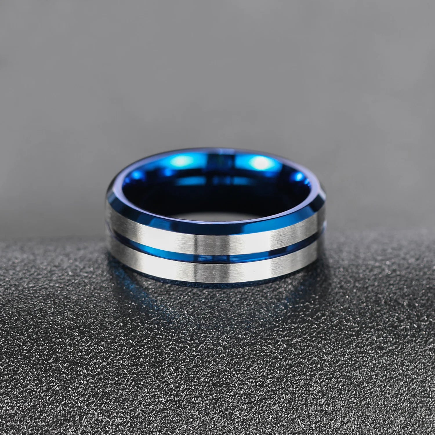 OAHLAN High Quality 8mm Brushed Tungsten Carbide Rings for Men Thin Blue Line Grooved Wedding Gift Dropshipping Fashion Jewelry