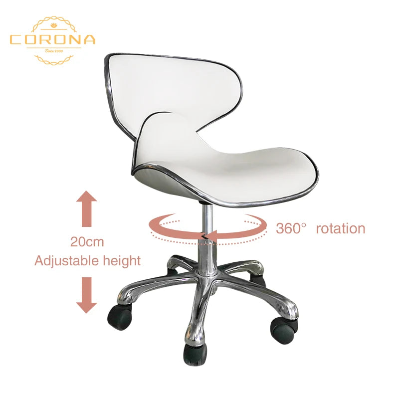 Modern Pink White Gold Beauty Salon Salon Stool Rotating Pedicure Stool