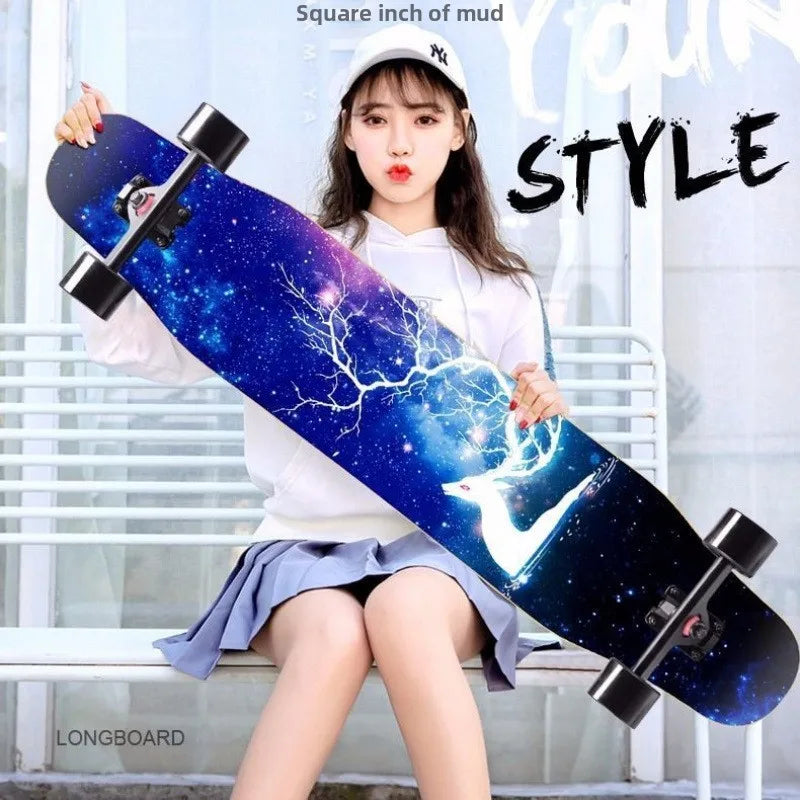 Beginners Long Board Skateboard Female Male Adults Students Teenagers Four-Wheel Magnesium Alloy Walking Dance Board China