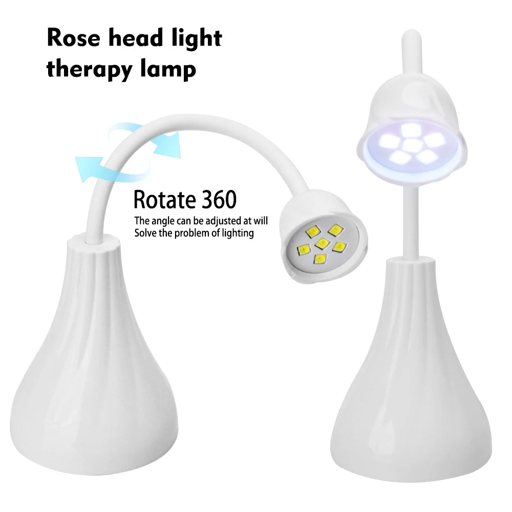UV LED Nail Lamp Portable Mini Lotus Hands Free Light Rotatable Nail Dryer Quick Dry Nail Gel Polish Curing Lamp