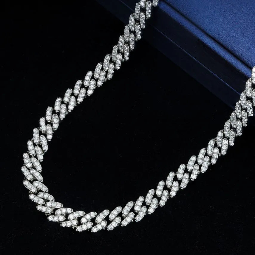 RTS Factory's 6-8mm Moissanite Cuban Link Necklace 925 Sterling Silver for Men & Women Hip Hop Style From Factory Direct Source