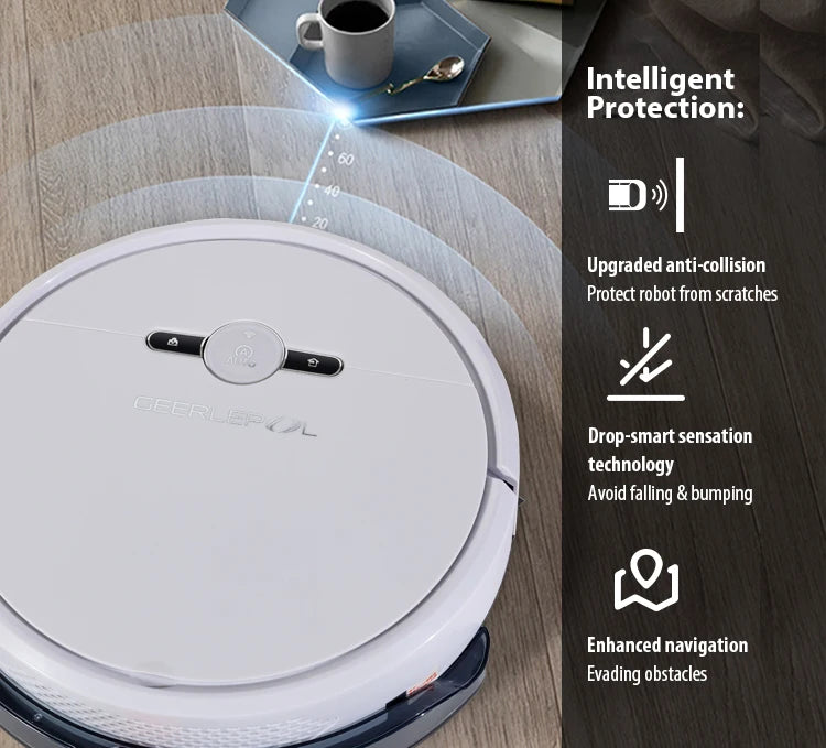 Intelligent 3-in-1 Mobile Phone Controlled Sweeping Robot with High Suction Scanning Wet Dry Functions for Hotels Restaurants