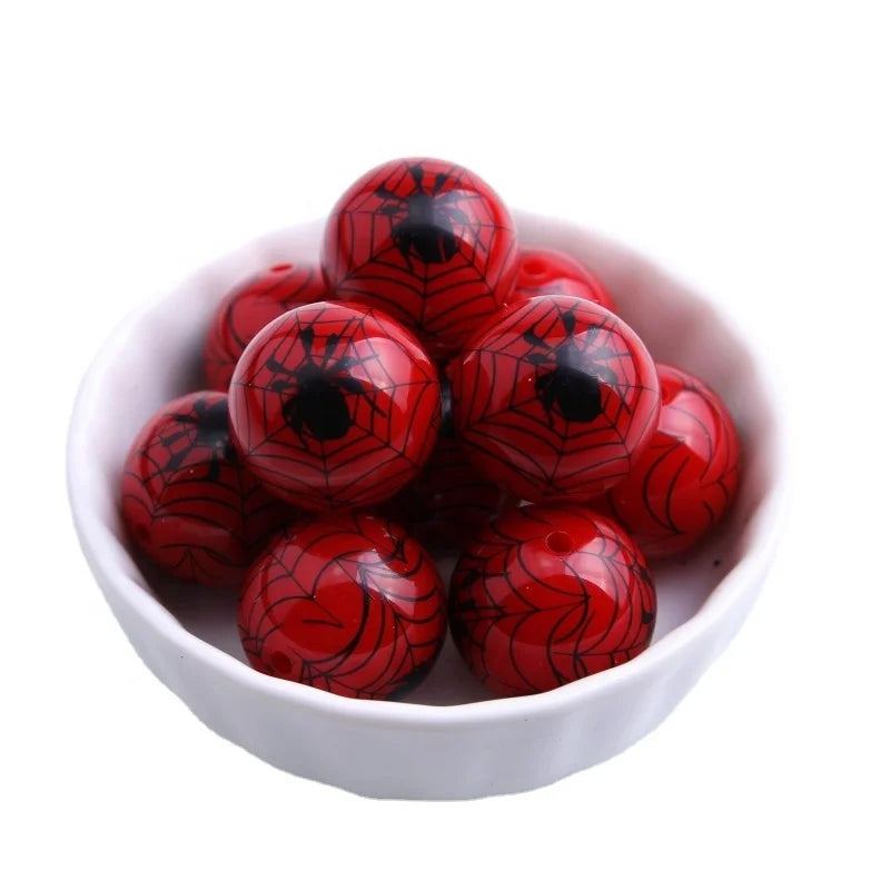 New Gumball Halloween Fashion Chunky Solid Print ArachnidBeads for Jewelry Necklace Making 20mm  Acrylic Beads