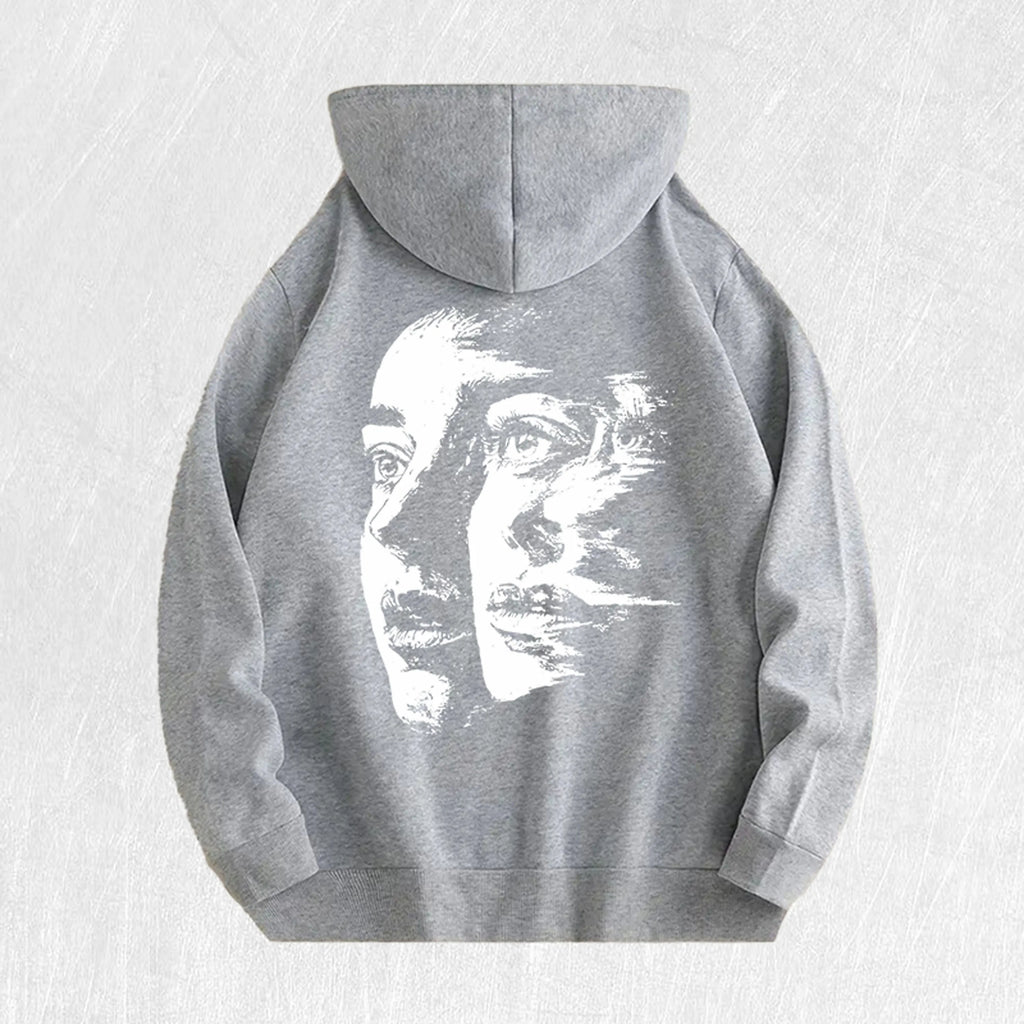 Abstract Face Graphic Hoodie 100% Cotton US Warehouse 6 Colors