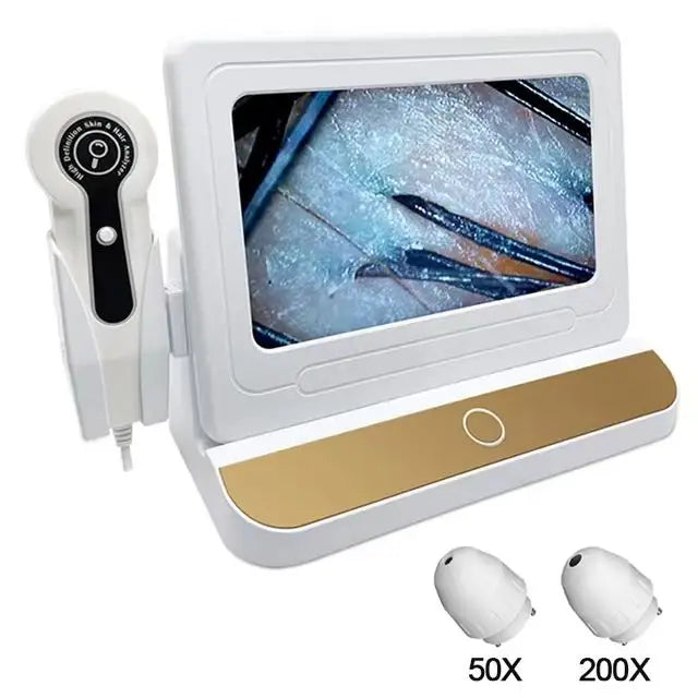 10 Inch LCD Scalp Detector Hair Skin Analyzer Microscope for Hair Follicle Testing and Skin Analysis Magnifier 50/200X