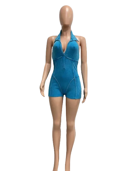 Newly Arrived Women's Spring Casual Sexy Deep V Sleeveless Super Short Sports Jumpsuit Eco-Friendly Breathable Spandex/Polyester