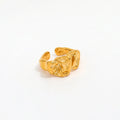 Joolim Jewelry Wholesale 18K Gold Plated Irregular Wrinkle Lava Stainless Steel Open Rings for Women Statement Rings