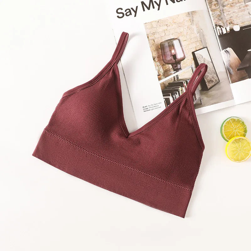Women Sports Bra Tube Top Push-Up Bra Padded Crop Top Seamless Underwear Female Streetwear Tank Tops Removable Pads Camisole