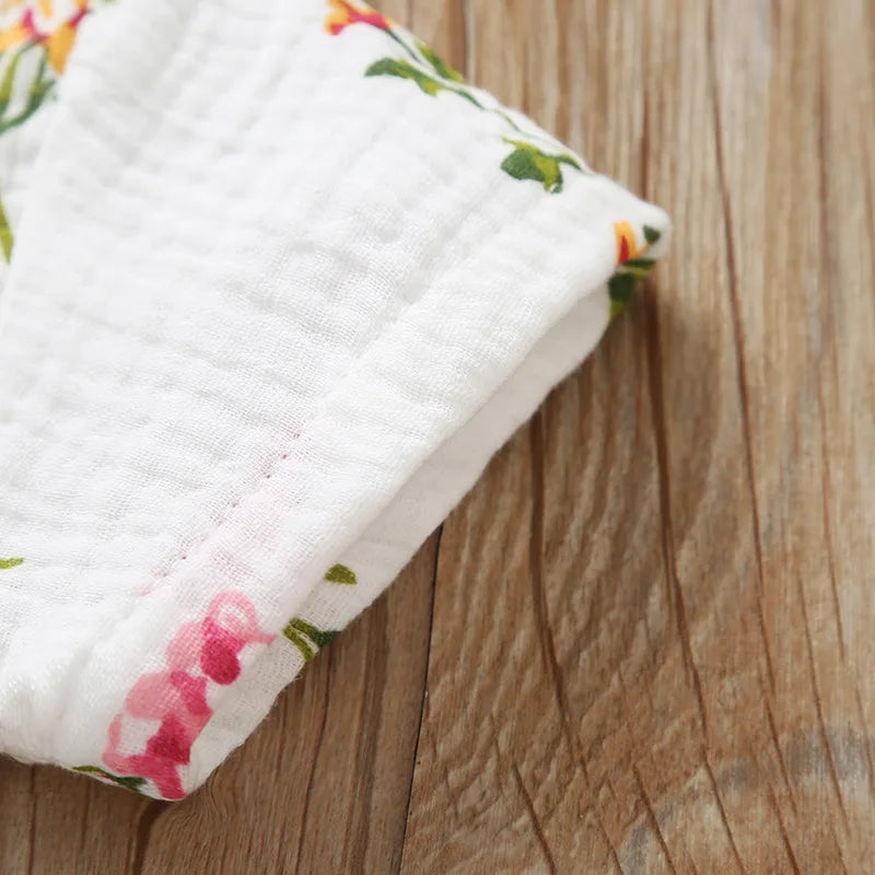 0-18M Summer Baby Girl Boys Clothing  Rompers Jumpsuit Short-sleeved Floral Print  Cute Soft Newborn Infant Baby Kimono Playwear