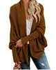 Bat Sleeve Large Knitted Cardigan Sweater Women's Outer Coat Solid Color Knit