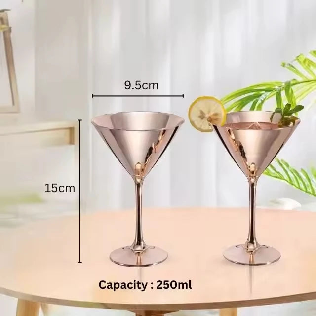 Premium Barware Quality Sale Metal Bar Champagne Glasses Copper Stainless Steel Martini Cocktail Glass Wine Drinking Goblets
